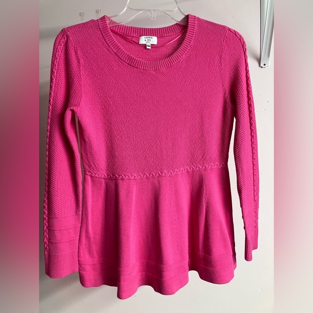 Pullover Round Neck Sweater, Women’s PS, Pink, Long Sleeve, Crown & Ivy